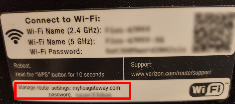 Router credentials sticker